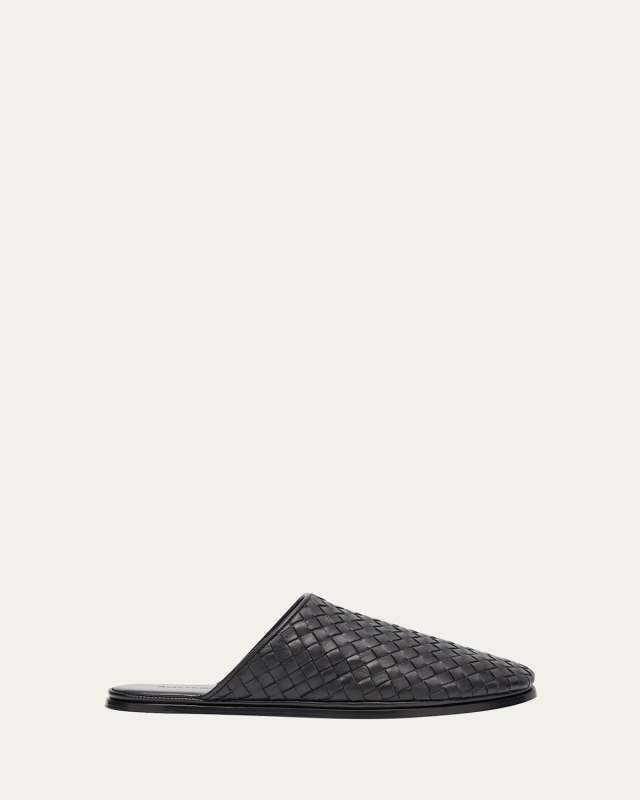 Intrecciato Woven Leather Mule Slippers